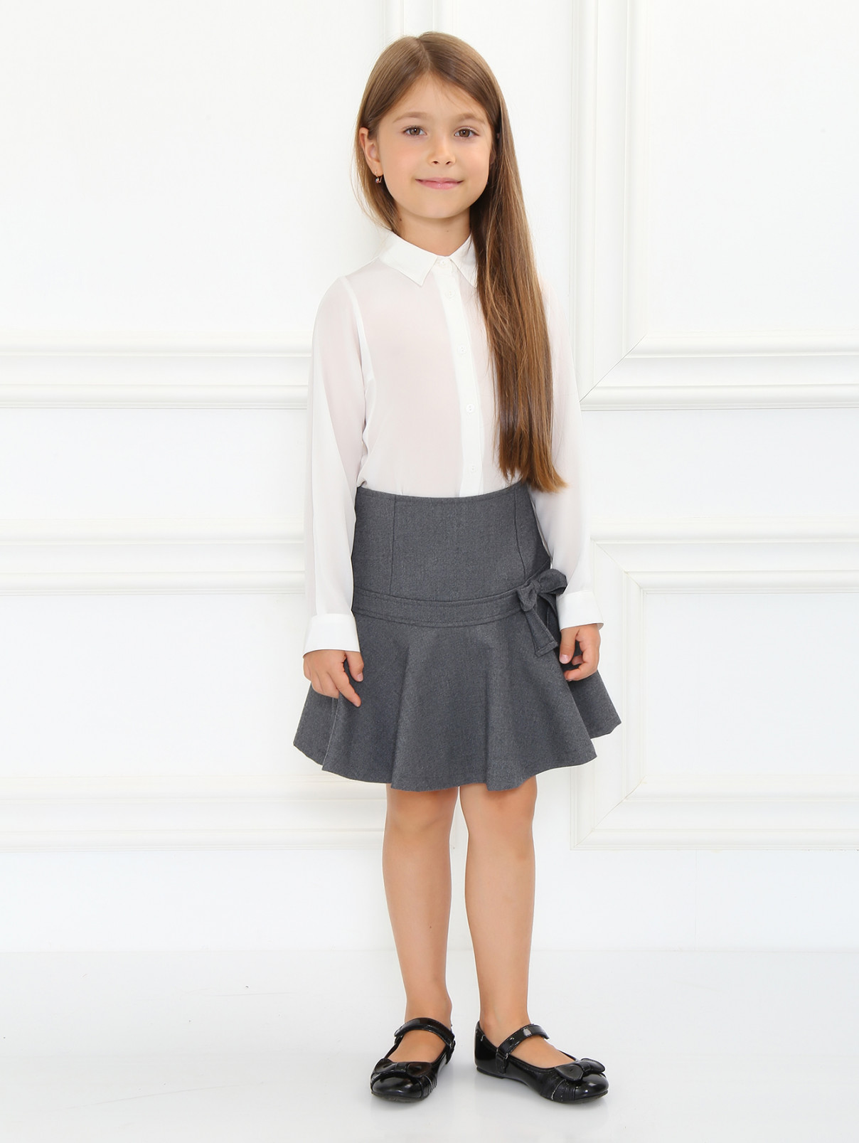 Юбка-мини с декором "бант" Aletta Couture  –  Модель Общий вид  – Цвет:  Серый