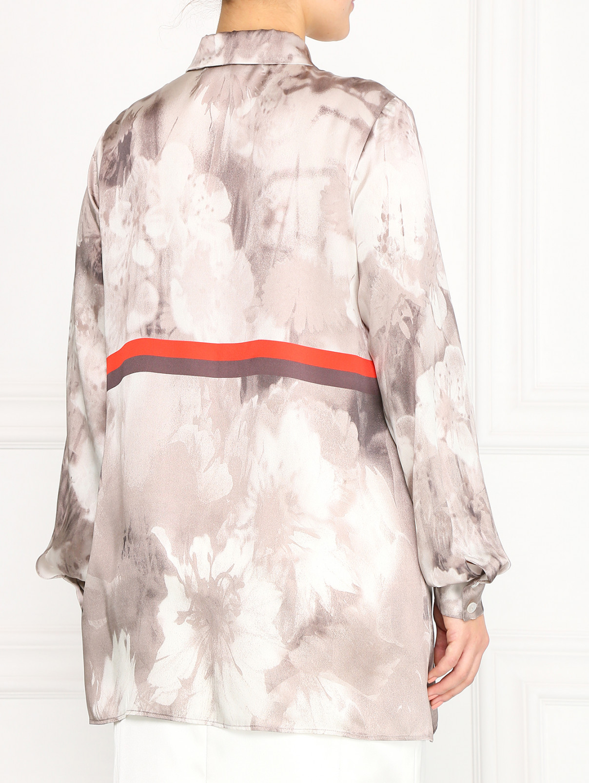 Блуза из шелка с цветочным узором Marina Rinaldi  –  Модель Верх-Низ1  – Цвет:  Узор