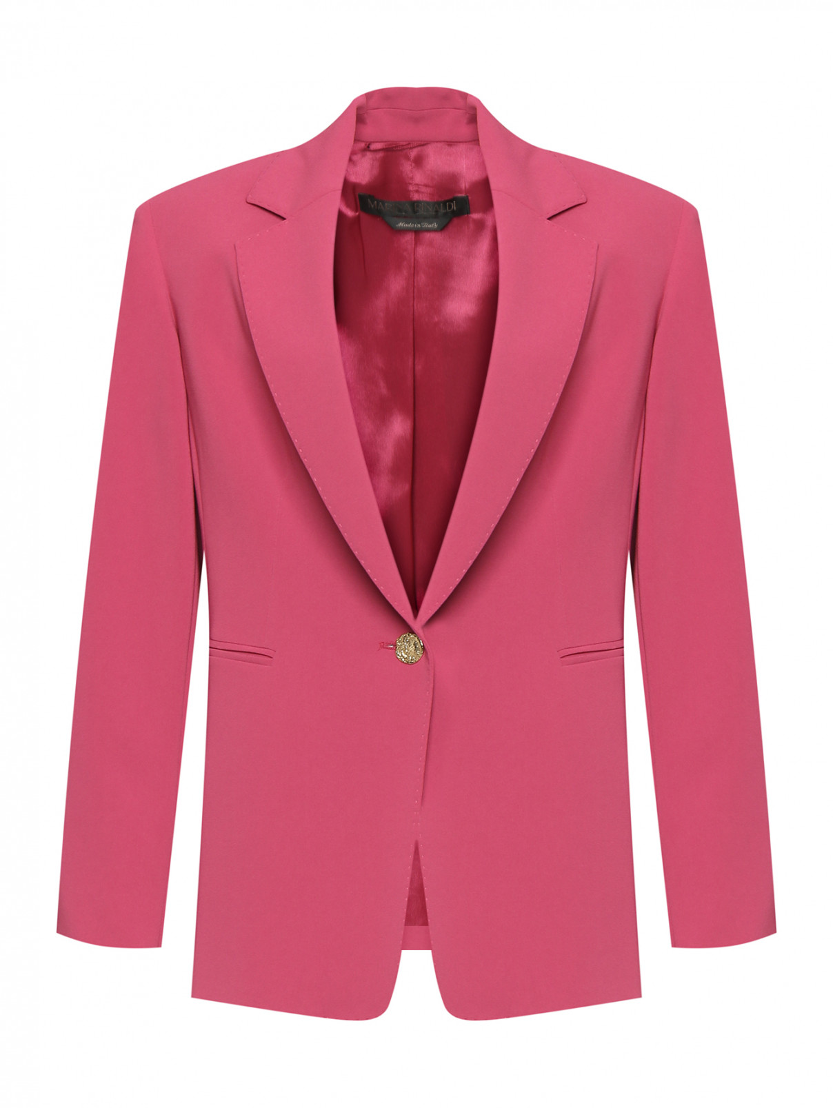 Однобортный жакет с золотой пуговицей Marina Rinaldi  –  Общий вид  – Цвет:  Розовый