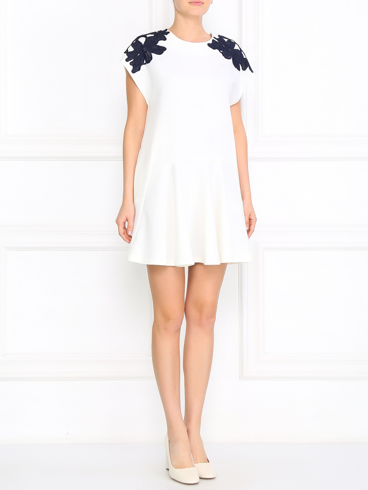 Платье-мини с вышивкой MSGM  –  Модель Общий вид  – Цвет:  Белый