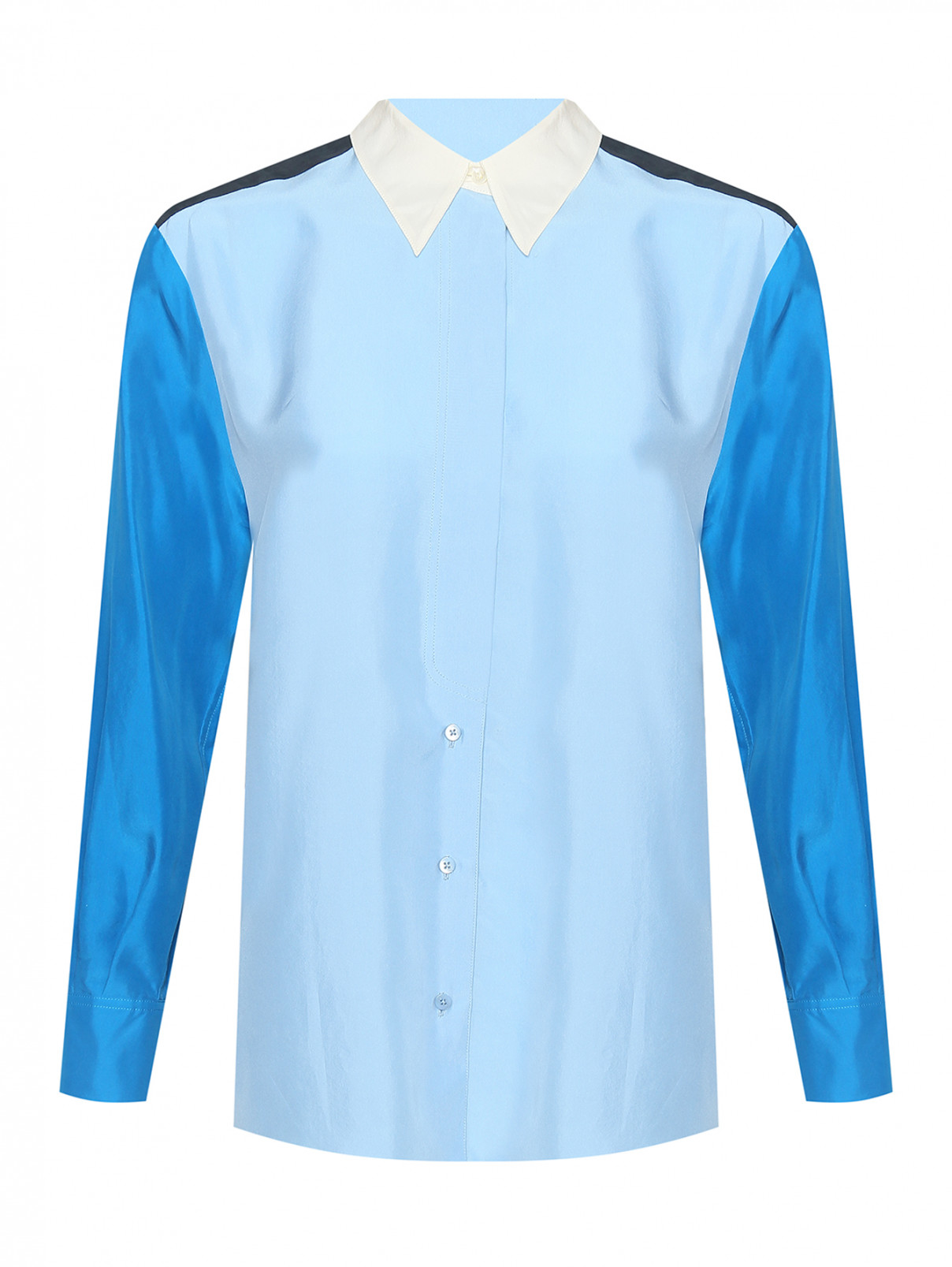 Комбинированная блуза из шелка Dorothee Schumacher  –  Общий вид  – Цвет:  Синий