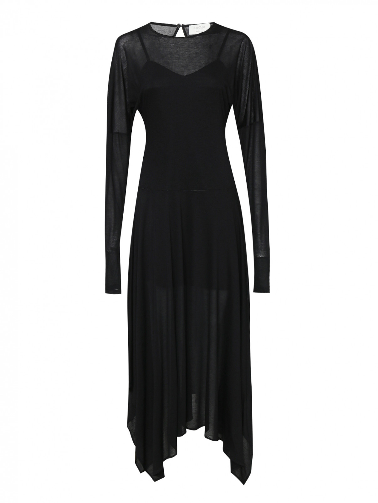 Платье-макси из вискозы и шелка Sportmax  –  Общий вид  – Цвет:  Черный