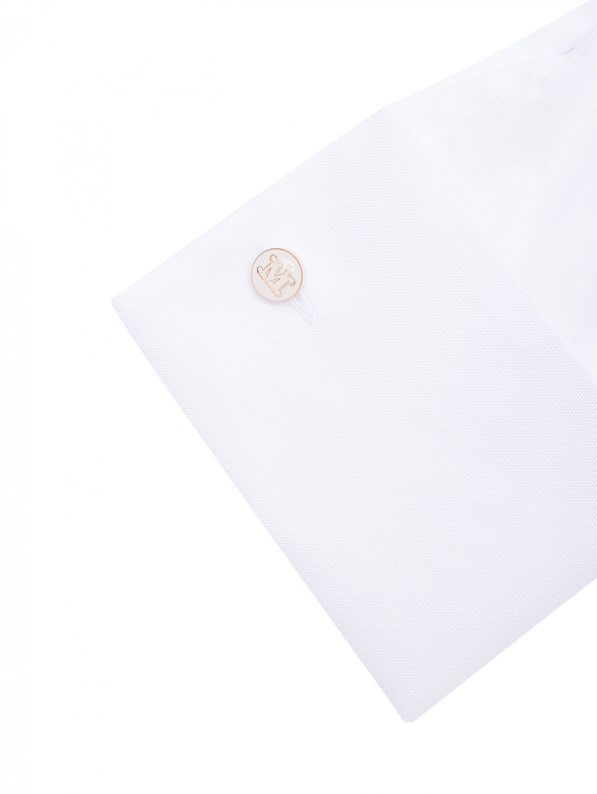 Блуза из хлопка с драпировкой Max Mara  –  Деталь1  – Цвет:  Белый