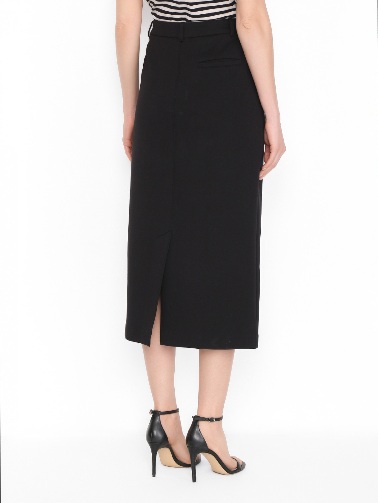 Трикотажная юбка прямого кроя Max Mara  –  МодельВерхНиз1  – Цвет:  Черный