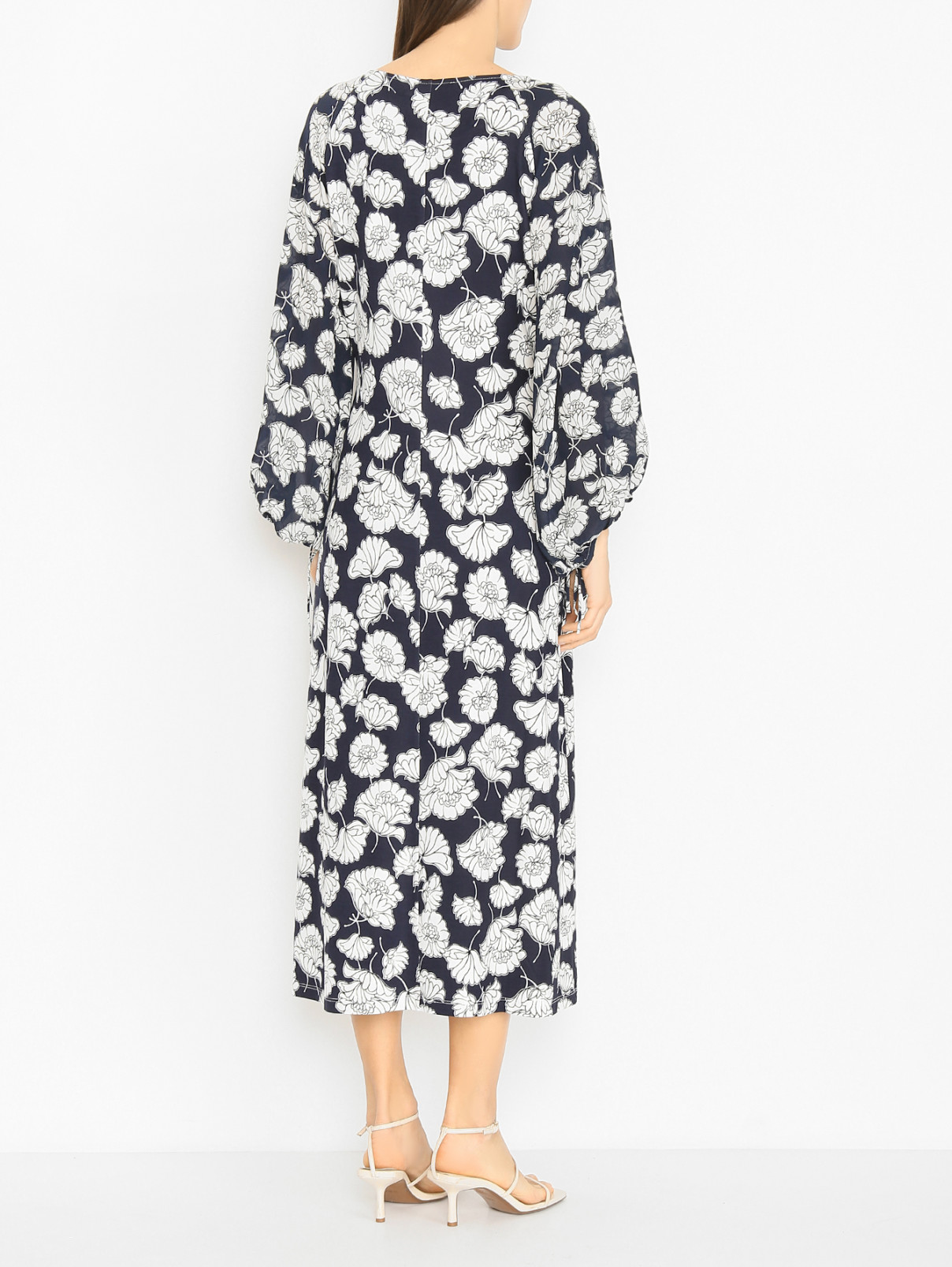 Трикотажное платье-миди с узором Weekend Max Mara  –  МодельВерхНиз1  – Цвет:  Синий