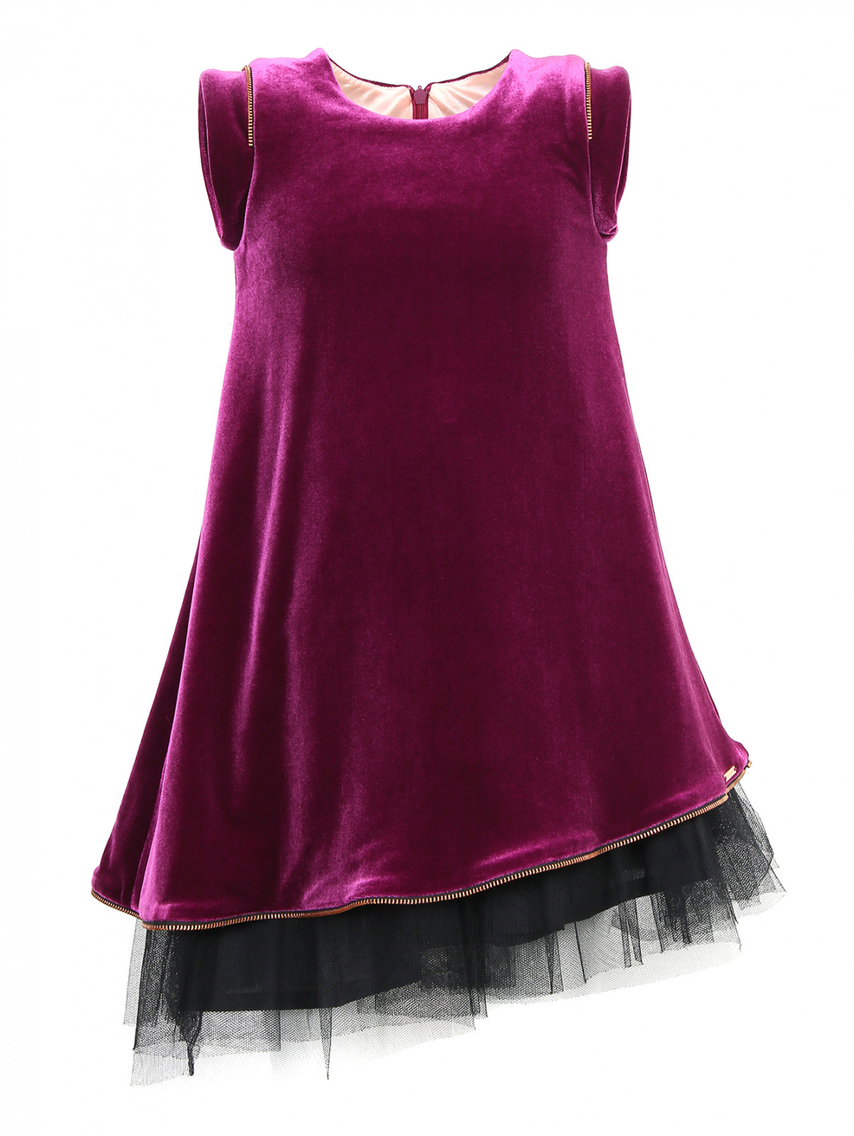 Бархатное платье свободного кроя Junior Gaultier  –  Общий вид  – Цвет:  Фиолетовый