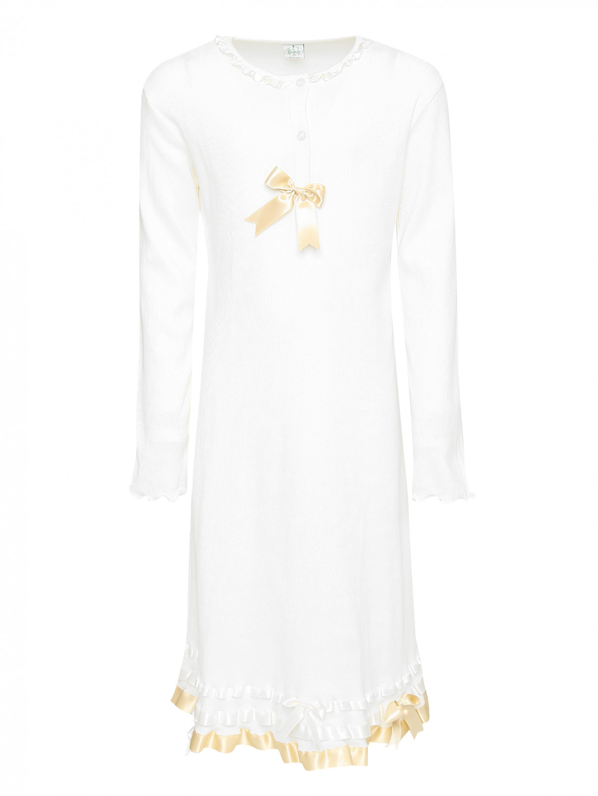Ночная сорочка из хлопка с бантами Giottino  –  Общий вид  – Цвет:  Бежевый