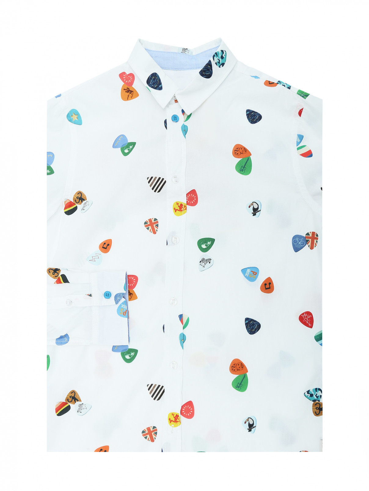 Рубашка из хлопка с рисунком Paul Smith Junior  –  Общий вид  – Цвет:  Белый
