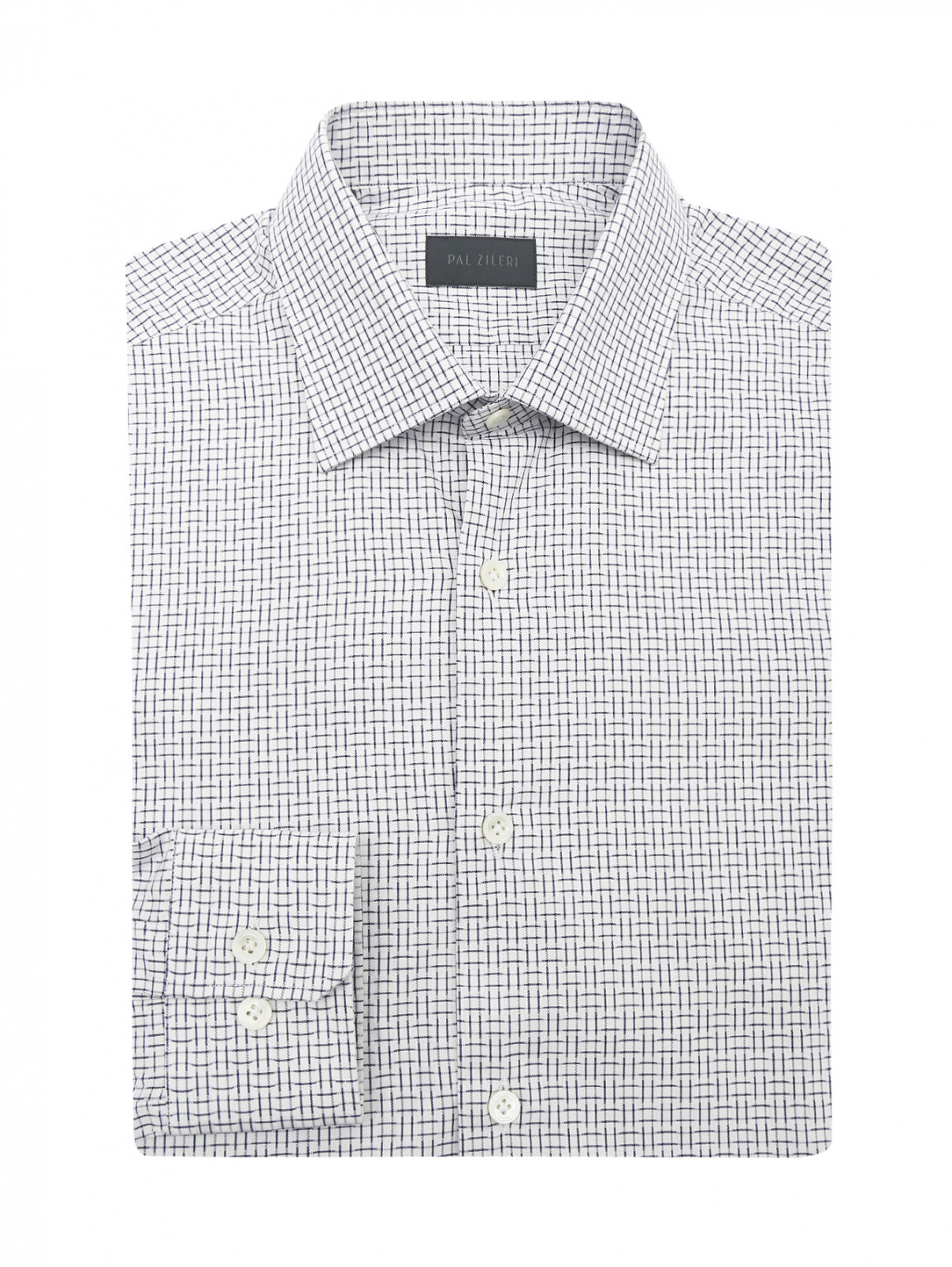 Рубашка из хлопка с узором "клетка" Pal Zileri  –  Общий вид  – Цвет:  Белый