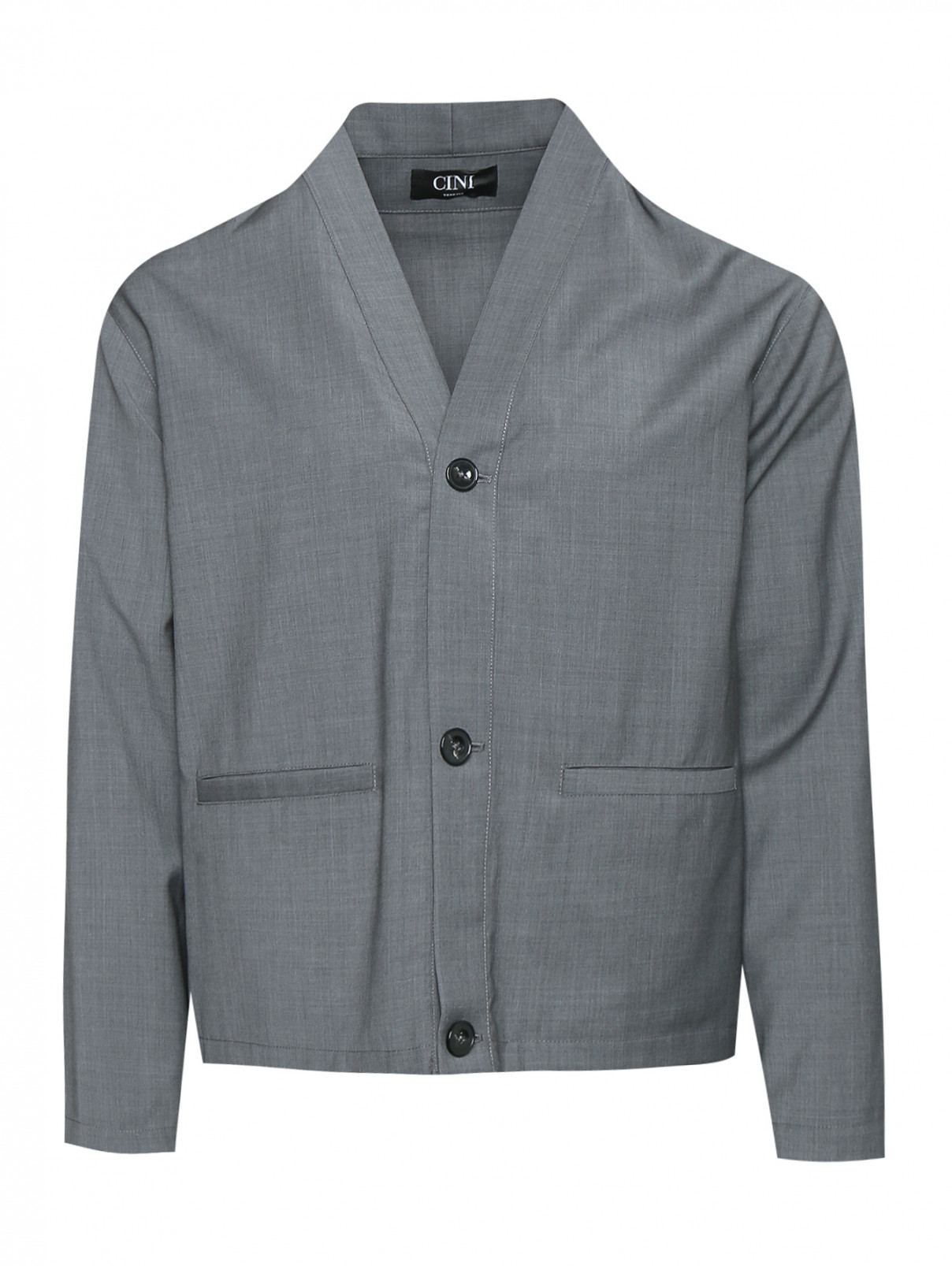 Джемпер из шерсти с карманами Cini Venezia  –  Общий вид  – Цвет:  Серый