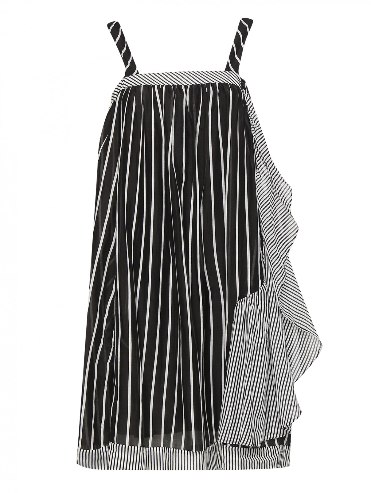 Платье-мини с узором полоска TWINSET  –  Общий вид  – Цвет:  Черный