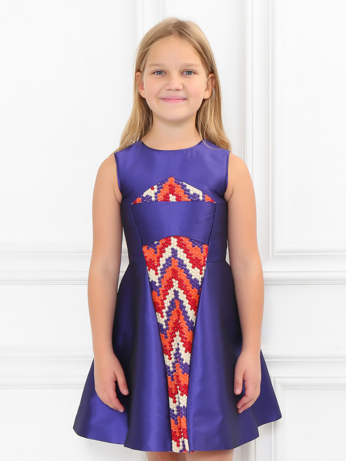 Платье А-силуэта с контрастной вставкой Val Max  –  Модель Верх-Низ  – Цвет:  Фиолетовый