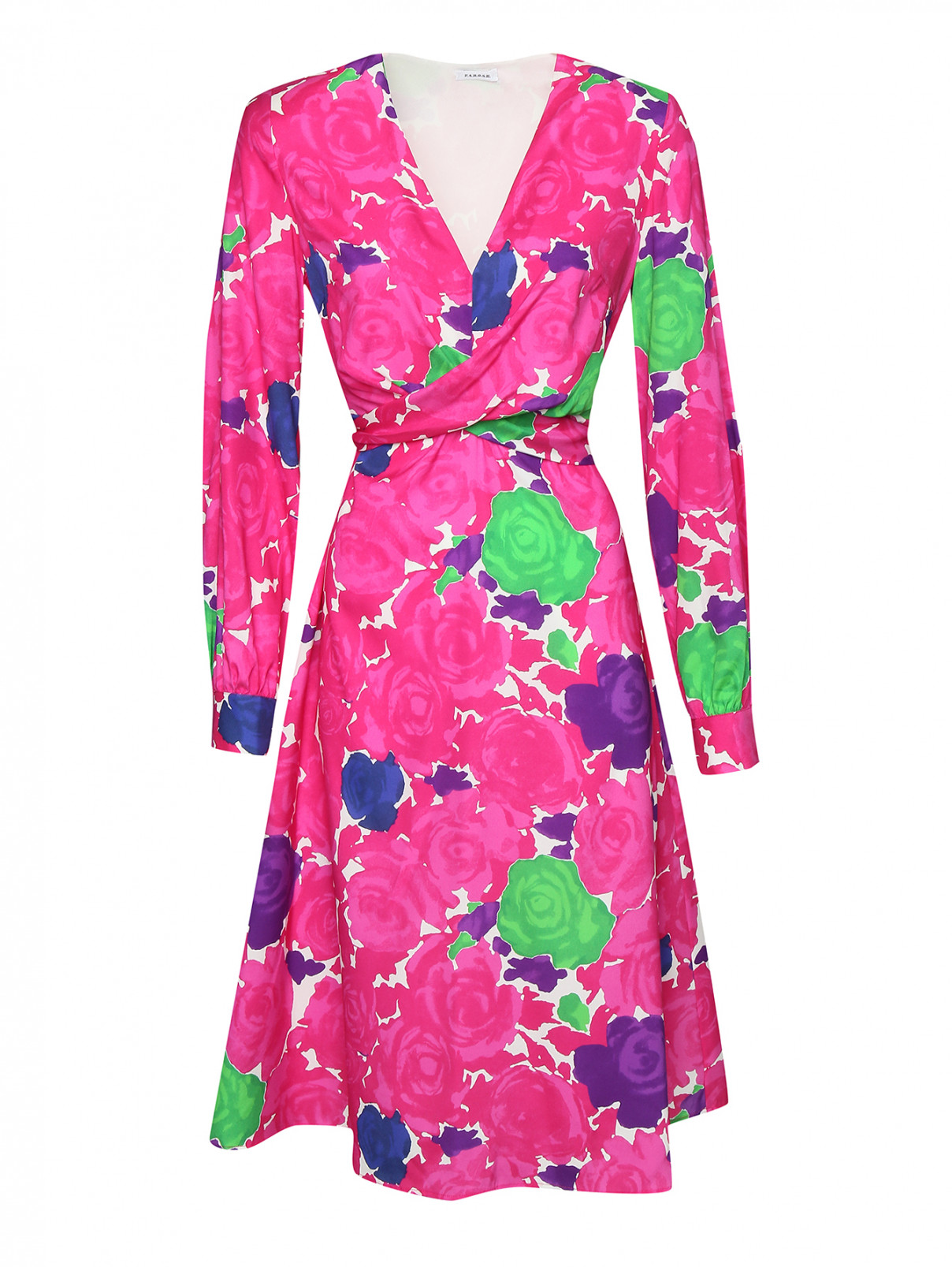 Платье шелковое с цветочным узором P.A.R.O.S.H.  –  Общий вид  – Цвет:  Розовый