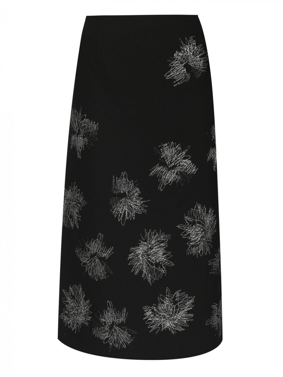 Юбка прямого кроя с вышивкой Jil Sander  –  Общий вид  – Цвет:  Черный