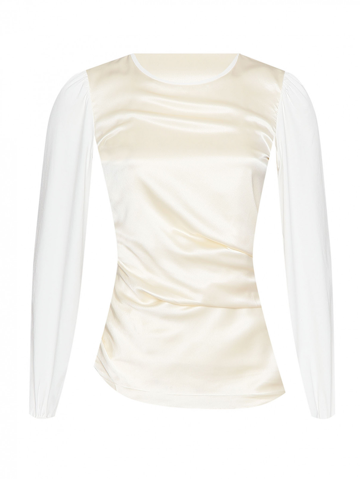 Блуза из смешанного хлопа с драпировкой Dorothee Schumacher  –  Общий вид  – Цвет:  Белый