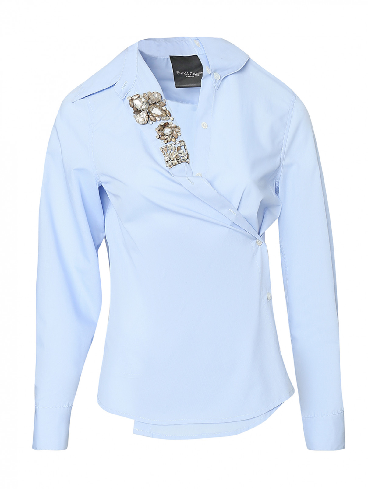 Блуза с декором стразами Erika Cavallini  –  Общий вид  – Цвет:  Синий