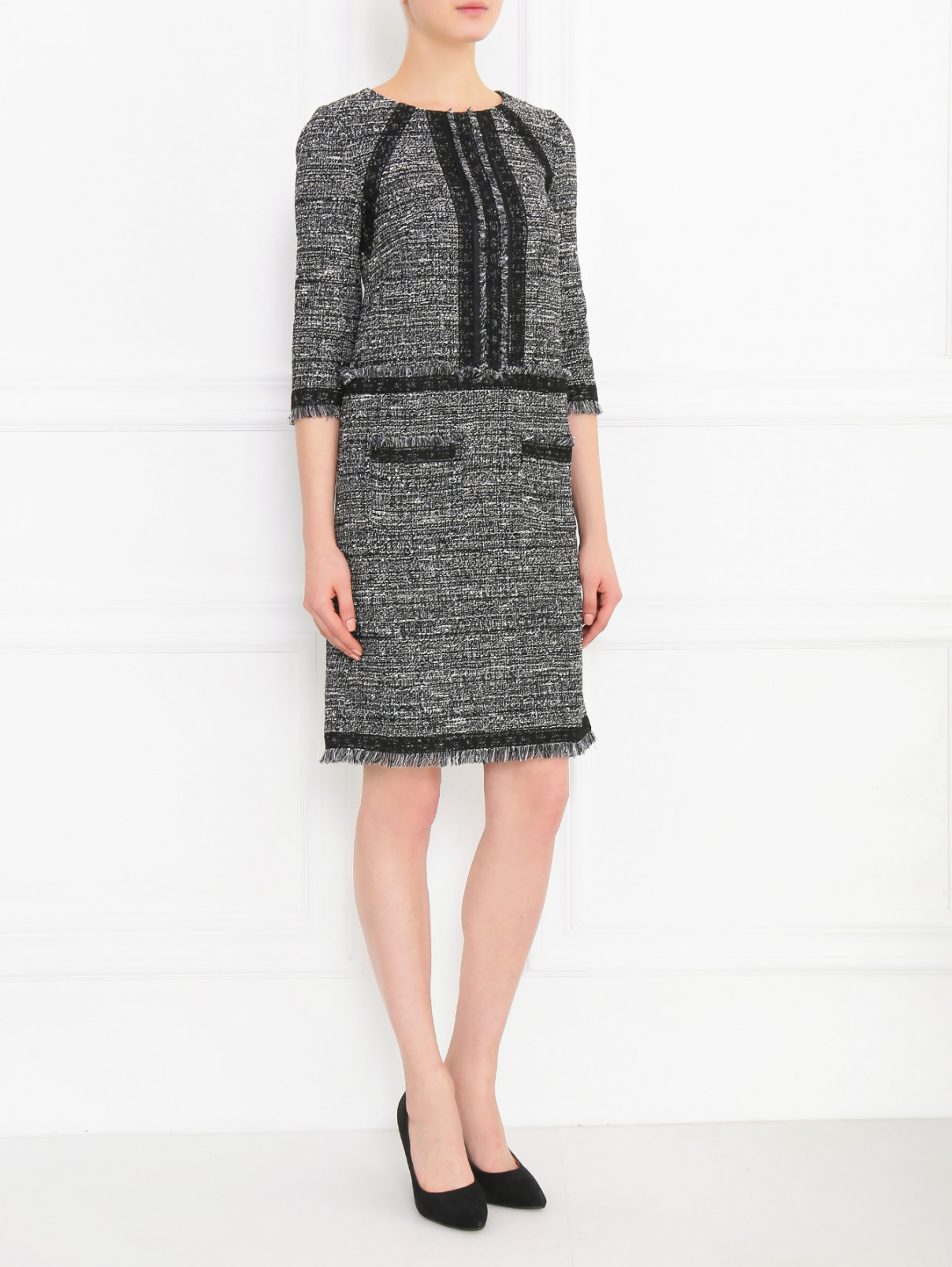 Платье-мини из фактурной ткани Alberta Ferretti  –  Модель Общий вид  – Цвет:  Мультиколор