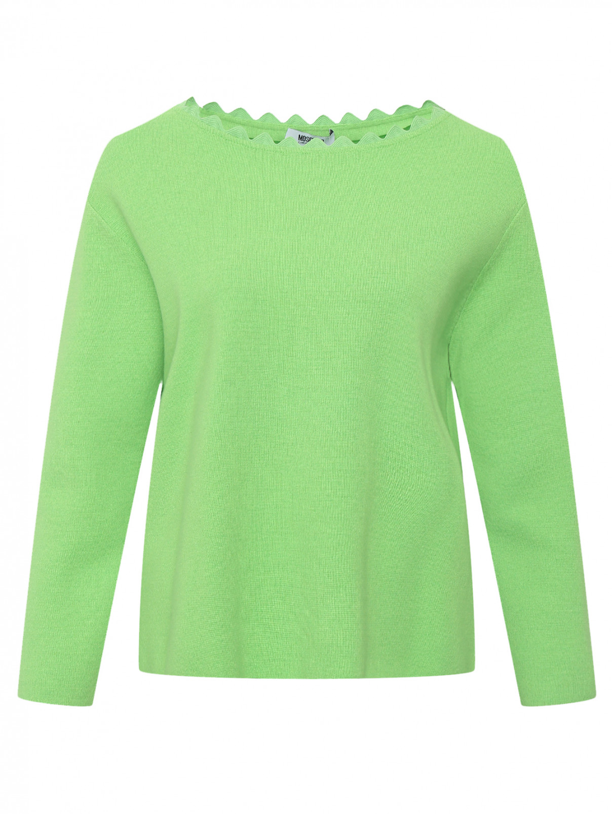 Джемпер из шерсти и хлопка Moschino Cheap&Chic  –  Общий вид  – Цвет:  Зеленый