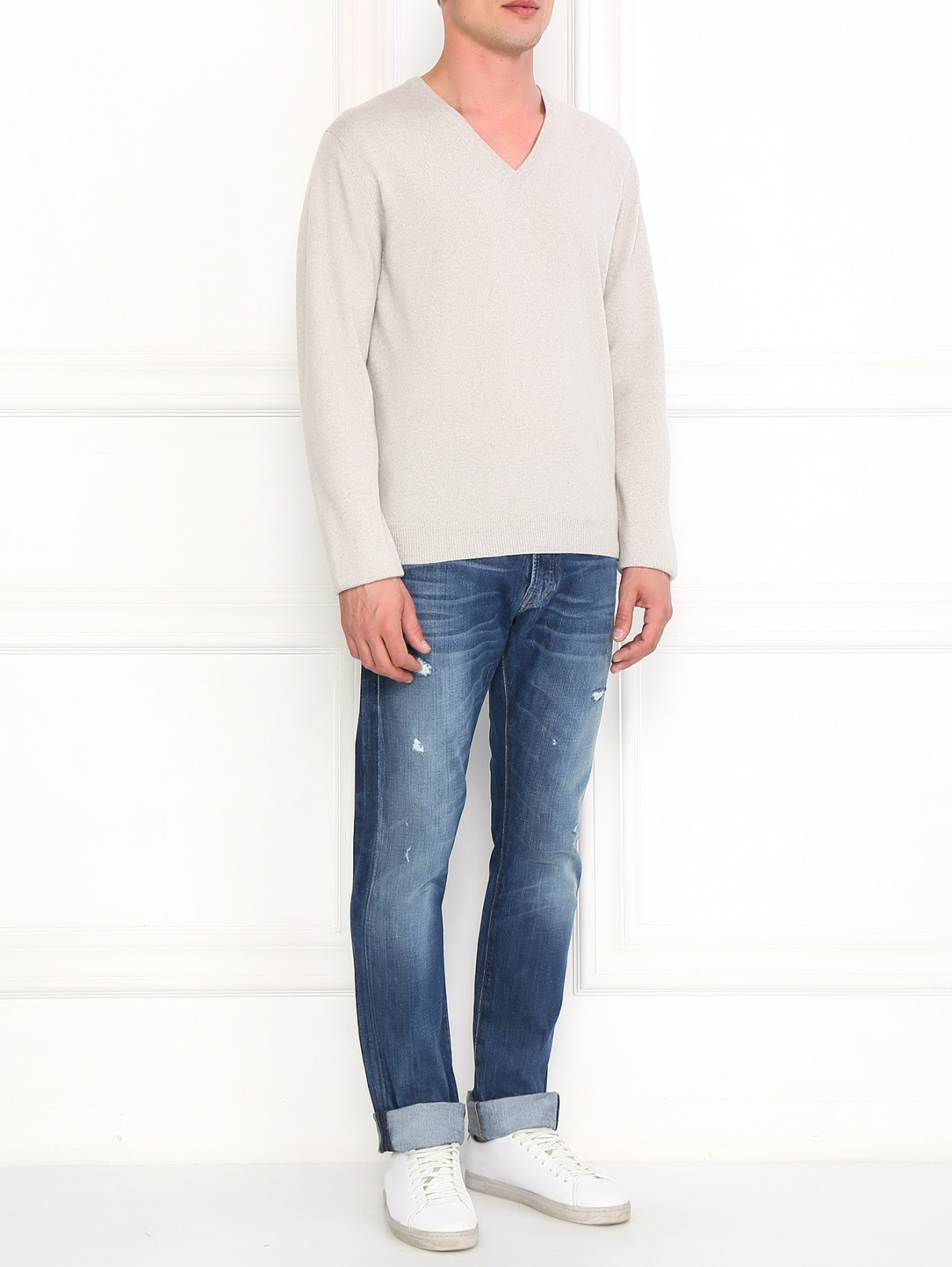 Пуловер из кашемира свободного кроя Ones  –  Модель Общий вид  – Цвет:  Серый