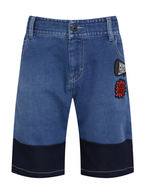 Шорты джинсовые на резинке с аппликациями Little Marc Jacobs - Общий вид