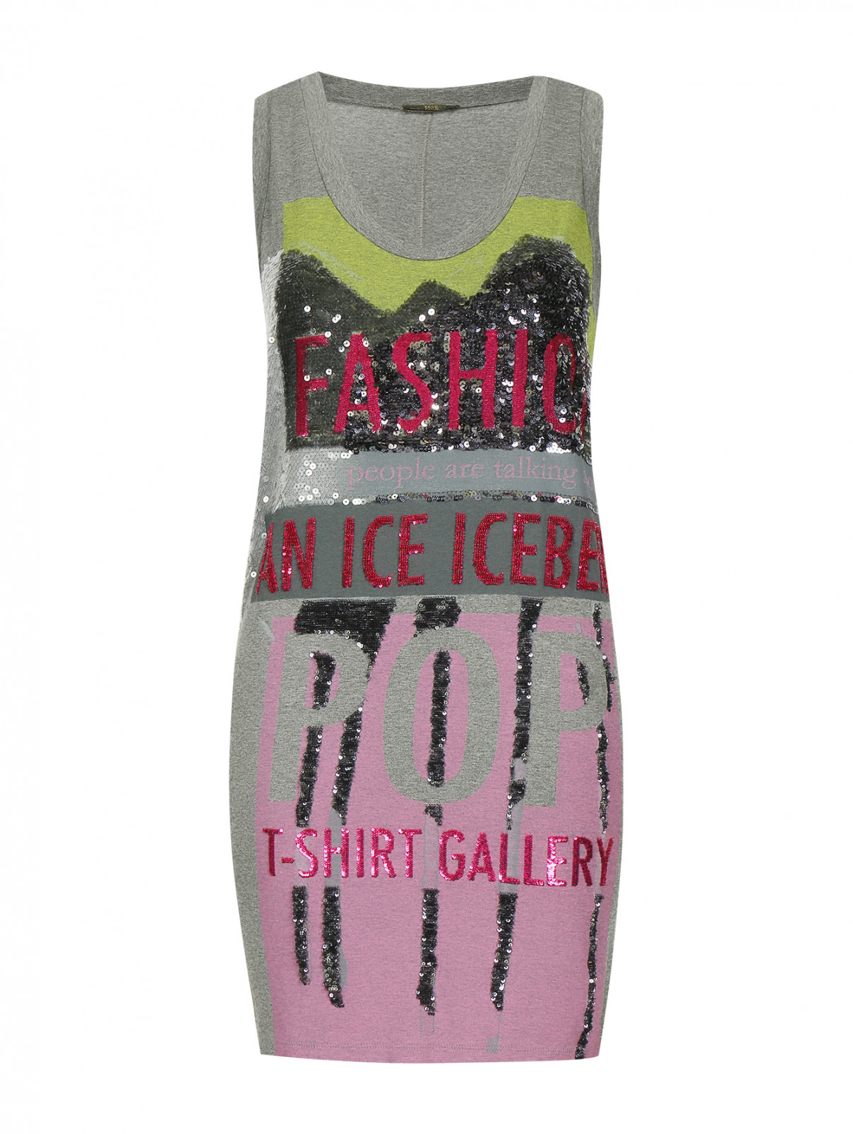 Платье декорированное стразами Iceberg  –  Общий вид  – Цвет:  Серый