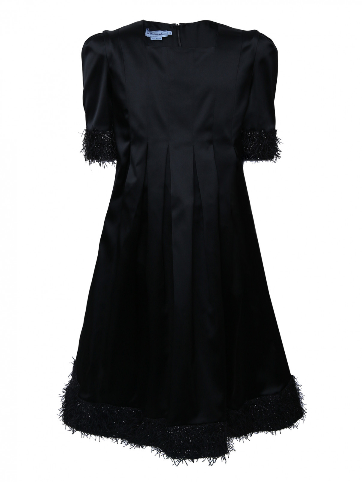 Платье из смешанной ткани с декором MiMiSol  –  Общий вид  – Цвет:  Черный