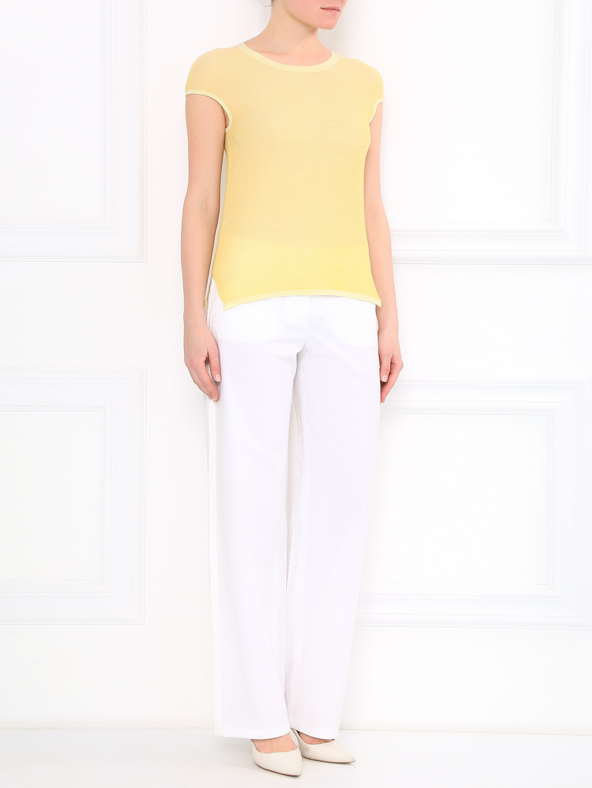 Широкие брюки из хлопка с накладными карманами Max Mara  –  Модель Общий вид  – Цвет:  Белый