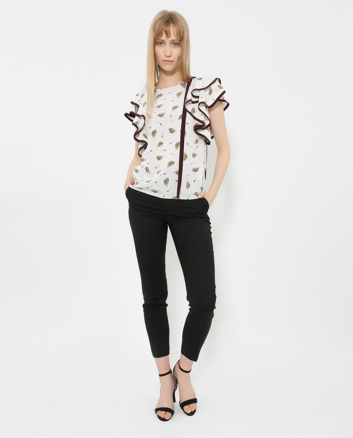 Блуза из шелка с объемными рукавами Dorothee Schumacher  –  Модель Общий вид  – Цвет:  Узор