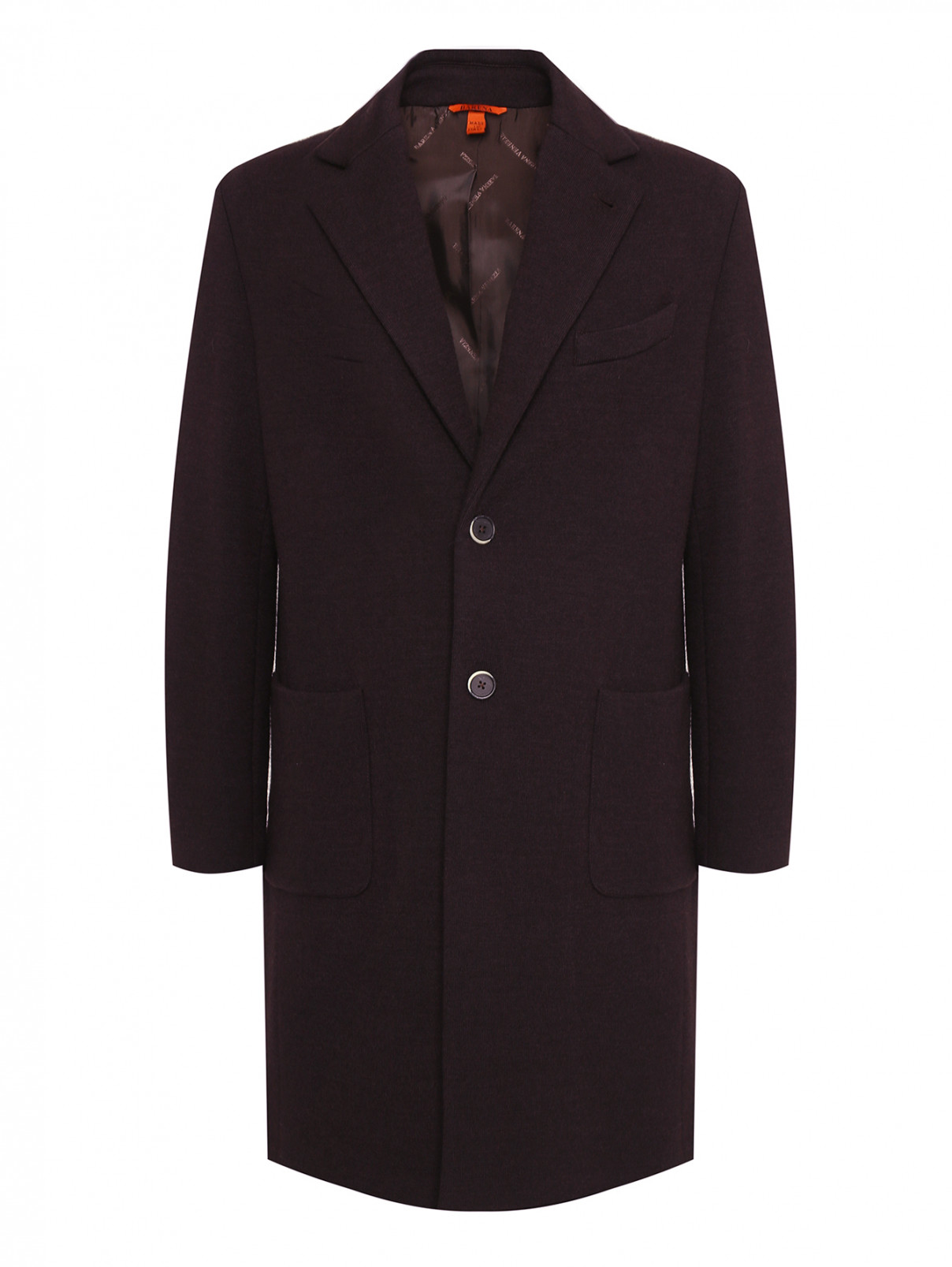 Удлиненное пальто из шерсти с карманами Barena  –  Общий вид  – Цвет:  Коричневый