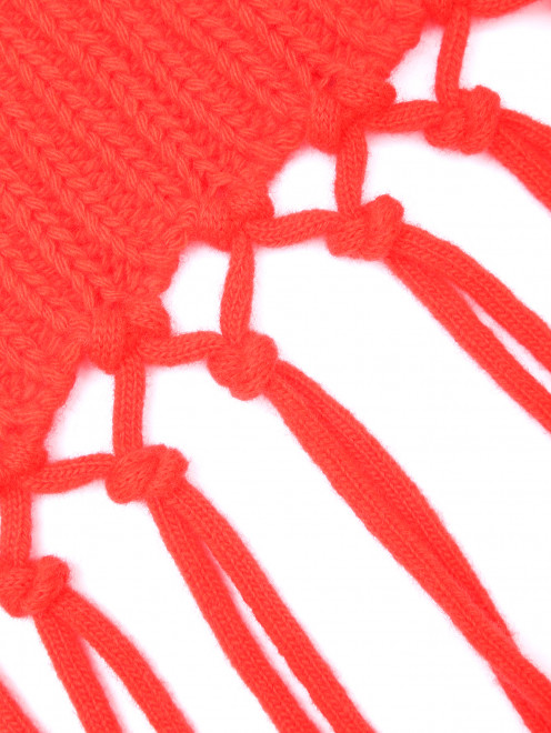 Однотонный шарф из шерсти с бахромой  - Деталь1