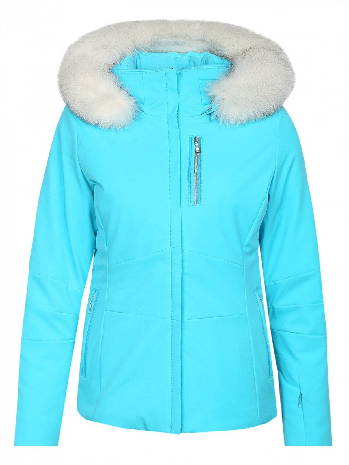 Утепленная куртка с меховым капюшоном Poivre Blanc  –  Общий вид  – Цвет:  Синий