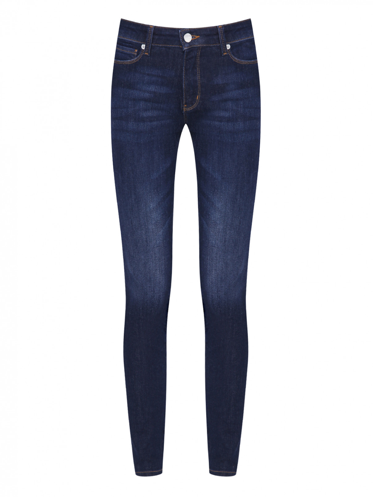 Зауженные джинсы с декором Moschino Love  –  Общий вид  – Цвет:  Синий