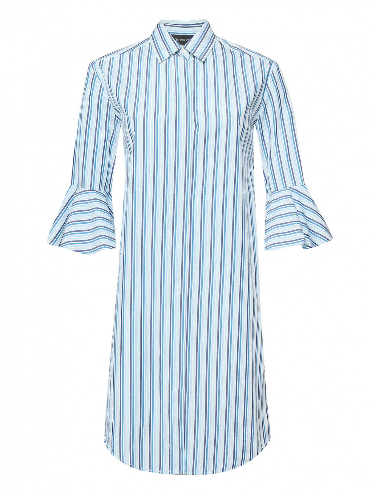 Платье-рубашка из хлопка в полоску Sportmax  –  Общий вид  – Цвет:  Синий