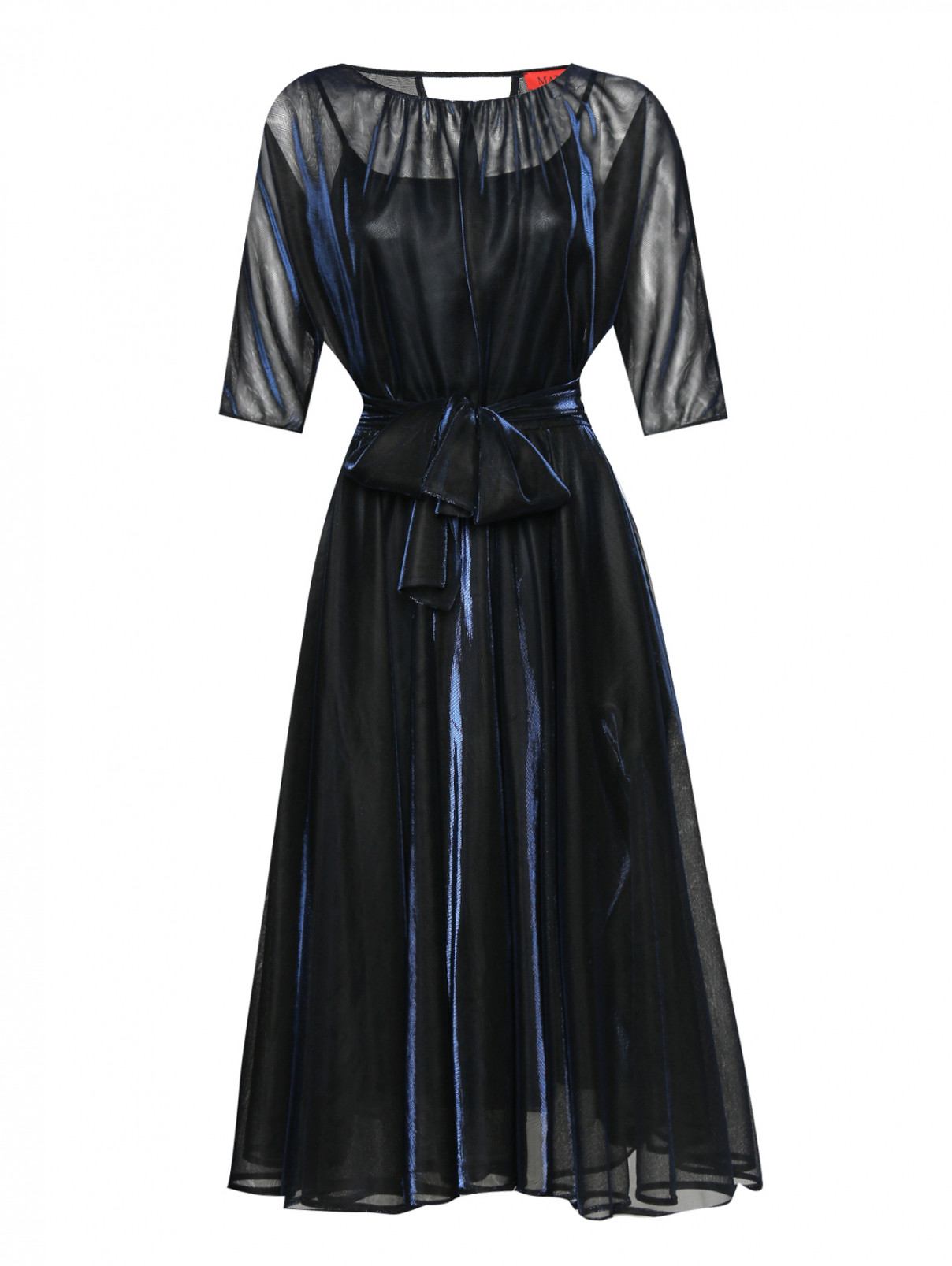 Платье-миди с блеском Max&Co  –  Общий вид  – Цвет:  Синий