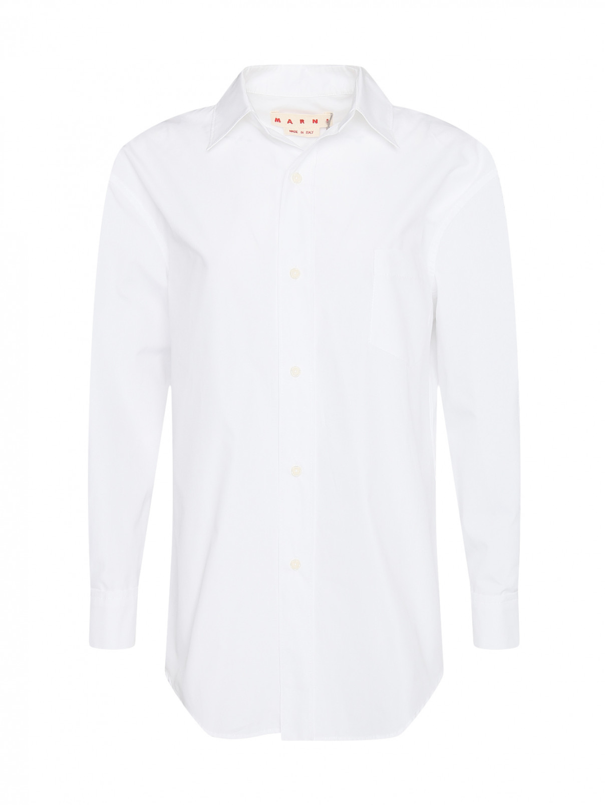 Рубашка из хлопка свободного кроя со складками на спине Marni  –  Общий вид  – Цвет:  Белый