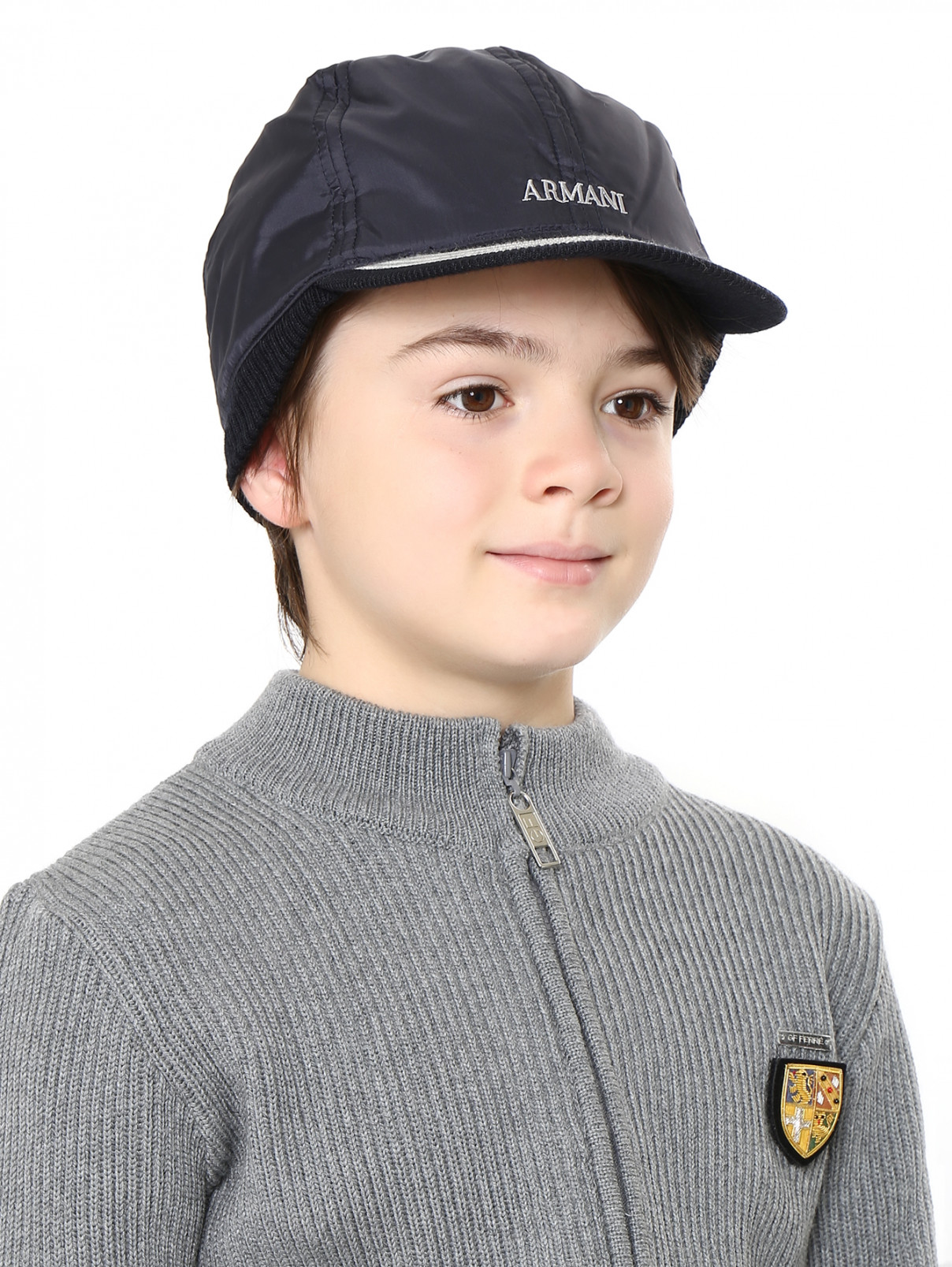 Кепка с трикотажной обтачкой Armani Junior  –  Модель Общий вид  – Цвет:  Черный