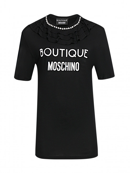 Футболка с принтом и аппликацией BOUTIQUE MOSCHINO - Общий вид