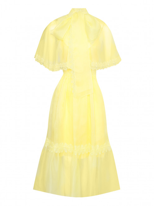 Платье из шелка с кружевной отделкой  - Общий вид