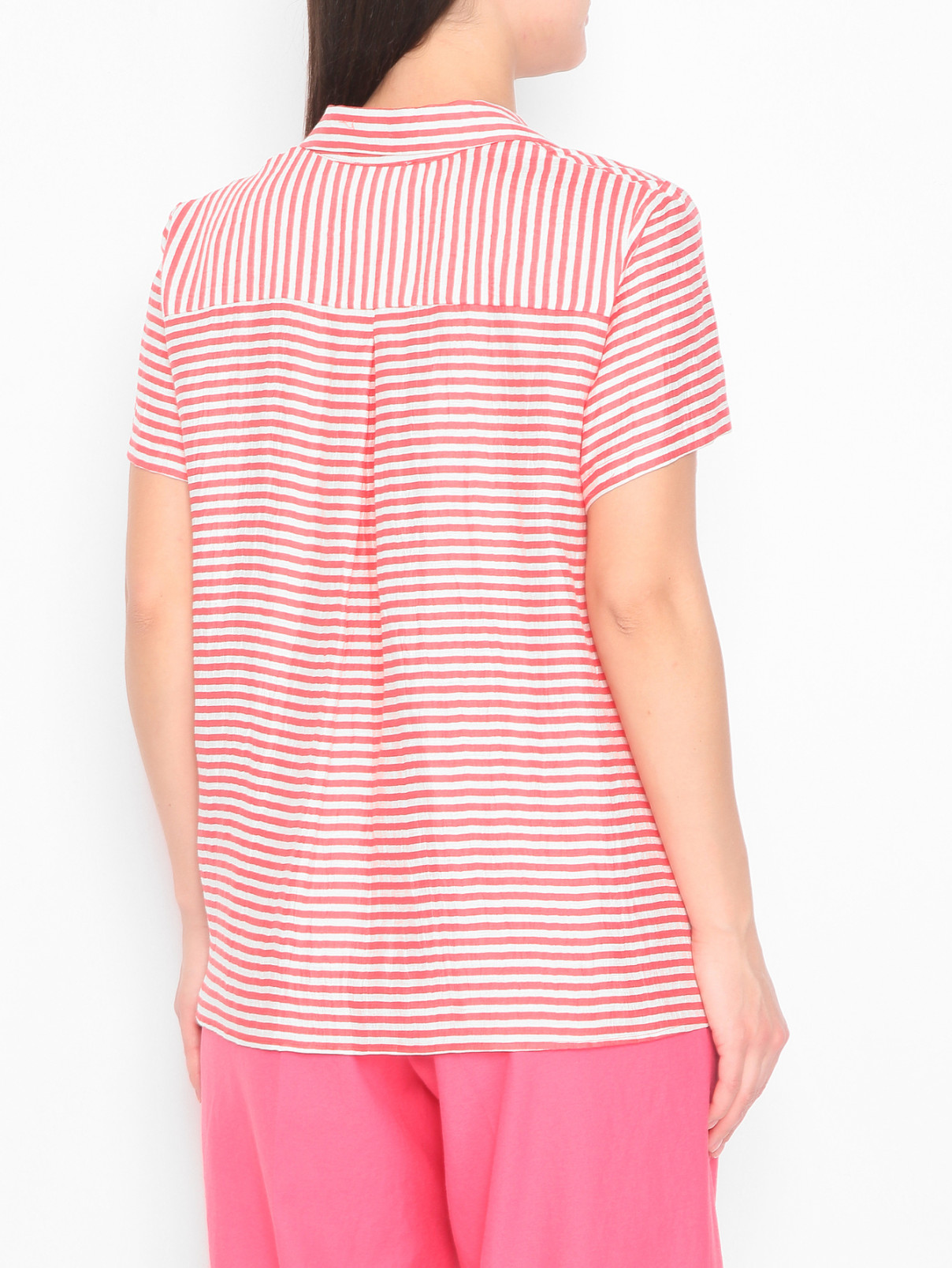 Блуза из смешанного льна с узором полоска Marina Rinaldi  –  МодельВерхНиз1  – Цвет:  Красный