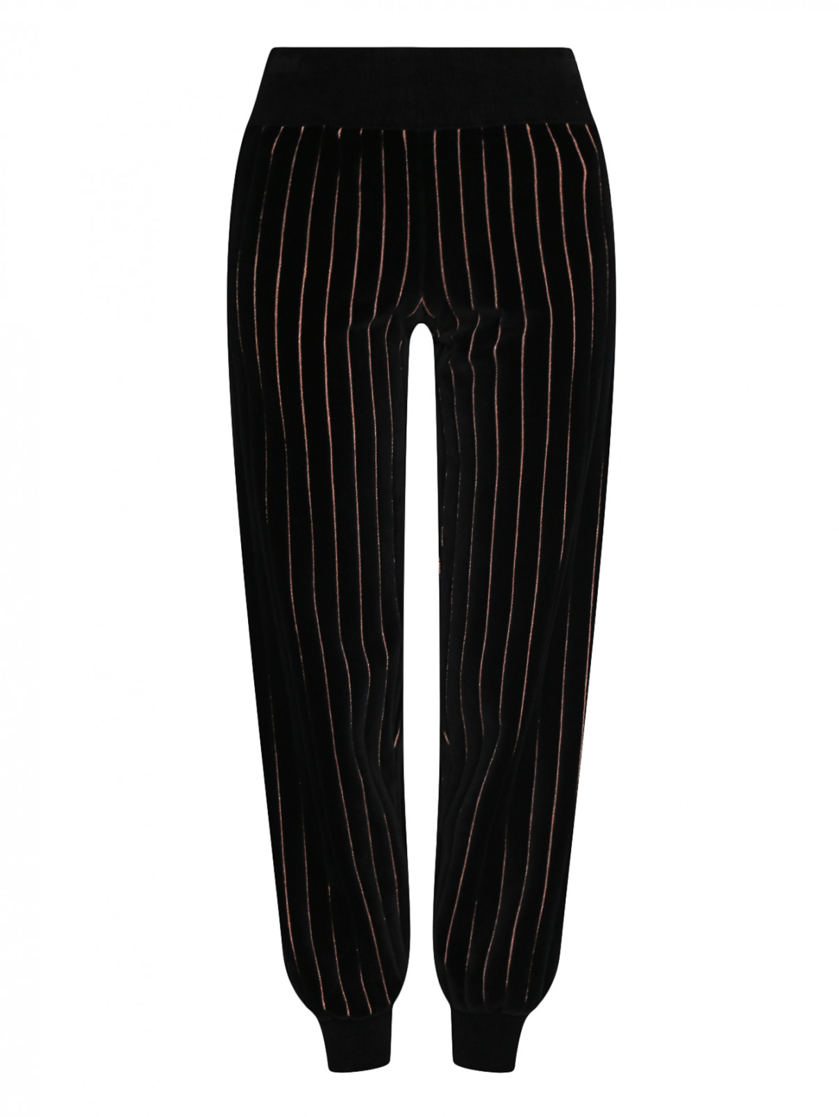 Трикотажные брюки из хлопка с узором "полоска" Sonia Rykiel  –  Общий вид  – Цвет:  Черный