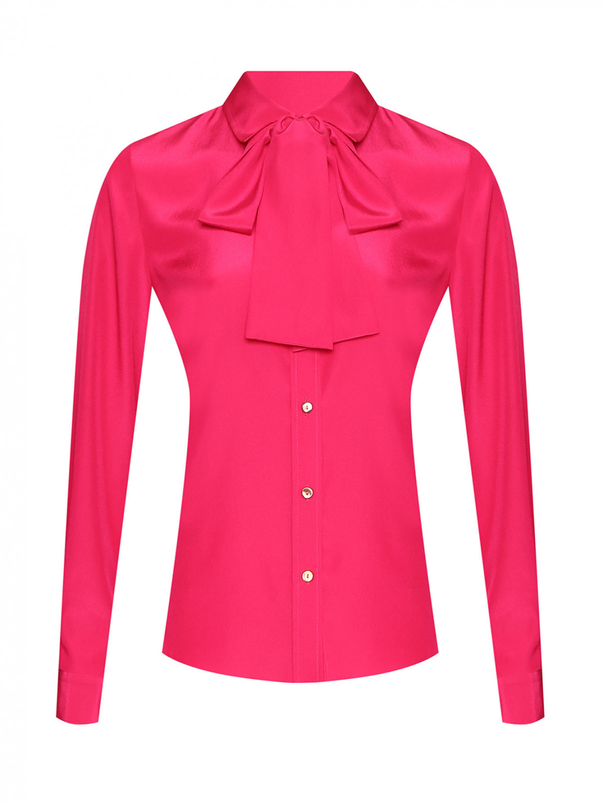 Однотонная блуза на пуговицах P.A.R.O.S.H.  –  Общий вид  – Цвет:  Розовый