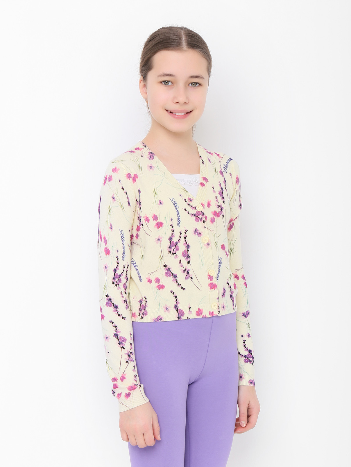 Кардиган с цветочным узором Miss Blumarine  –  МодельВерхНиз  – Цвет:  Узор