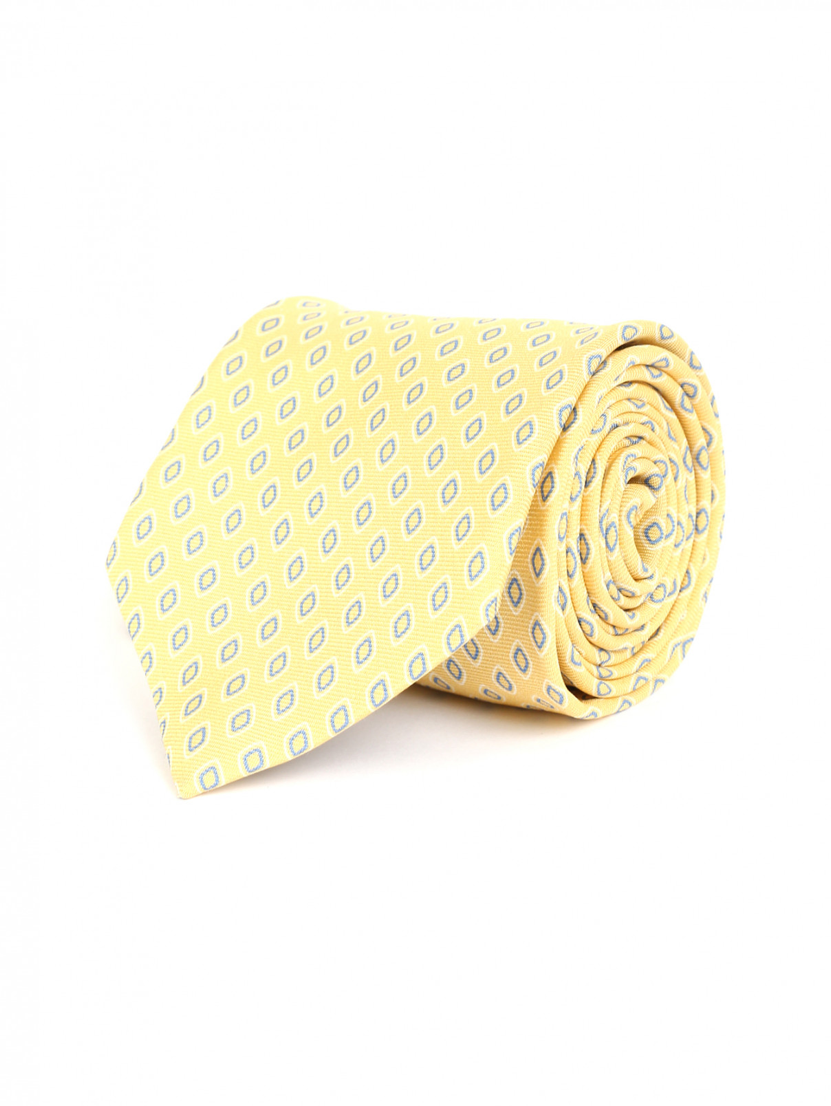 Галстук из шелка с узором Corneliani  –  Общий вид  – Цвет:  Желтый