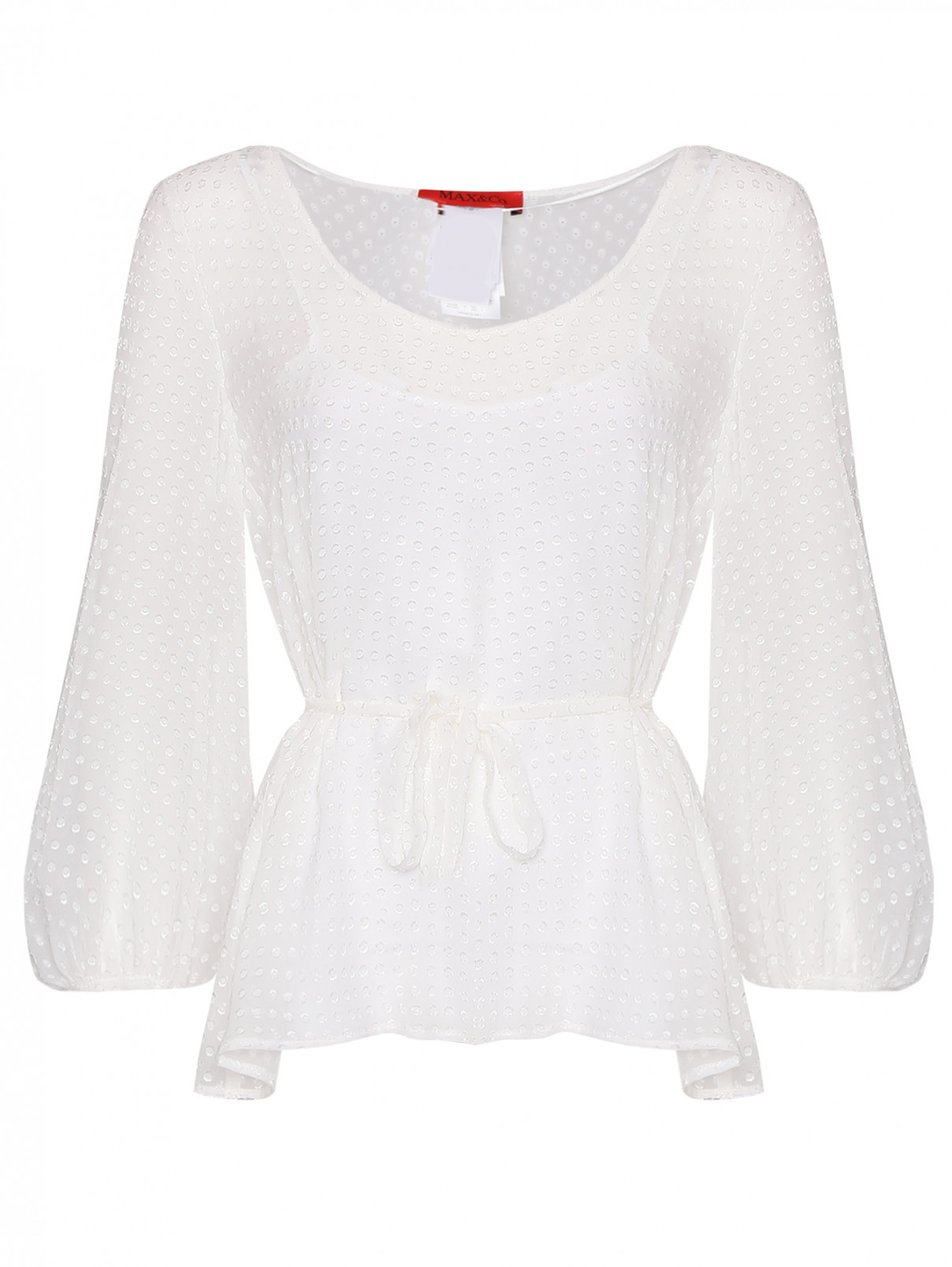 Блуза из шелка с узором Max&Co  –  Общий вид  – Цвет:  Белый