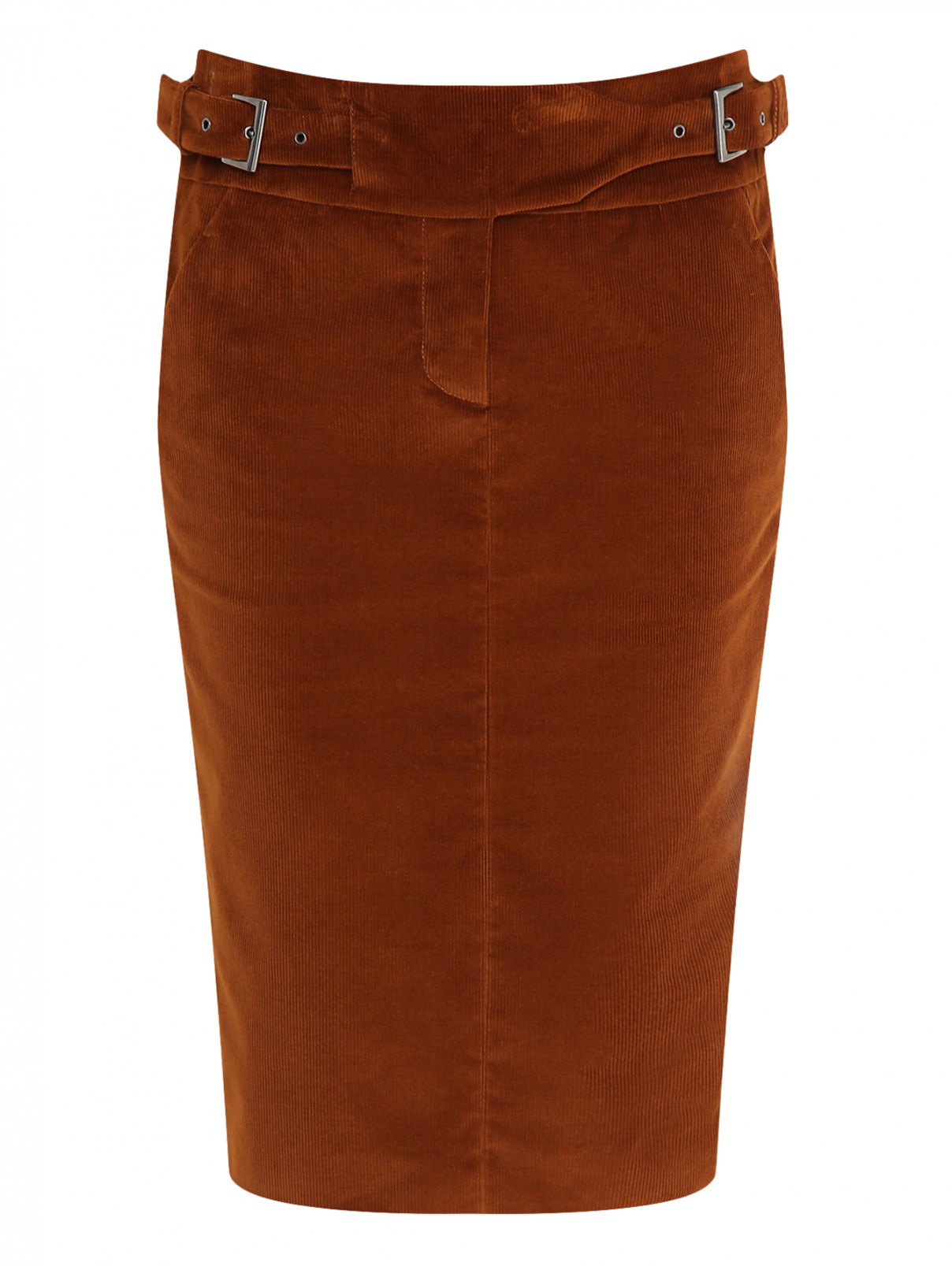 Вельветовая юбка-карандаш Alberta Ferretti  –  Общий вид  – Цвет:  Оранжевый