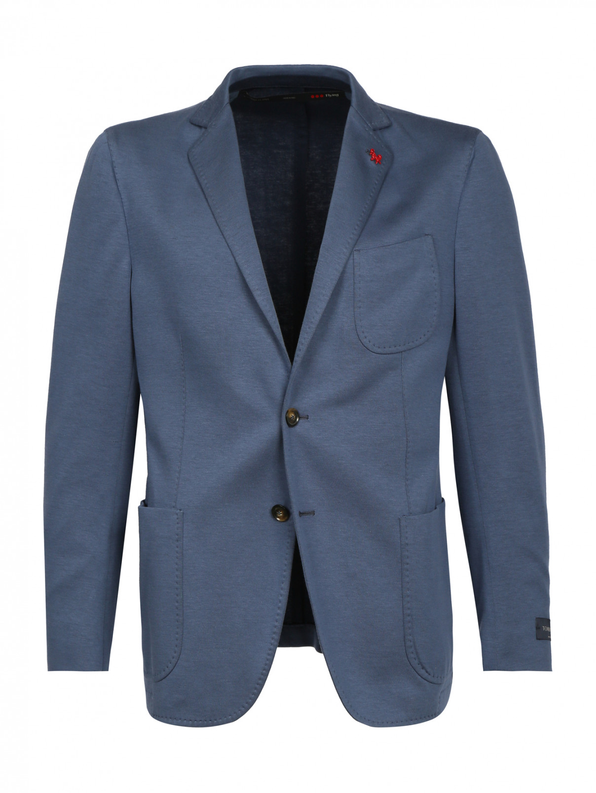 Трикотажный пиджак из хлопка Tombolini  –  Общий вид  – Цвет:  Синий