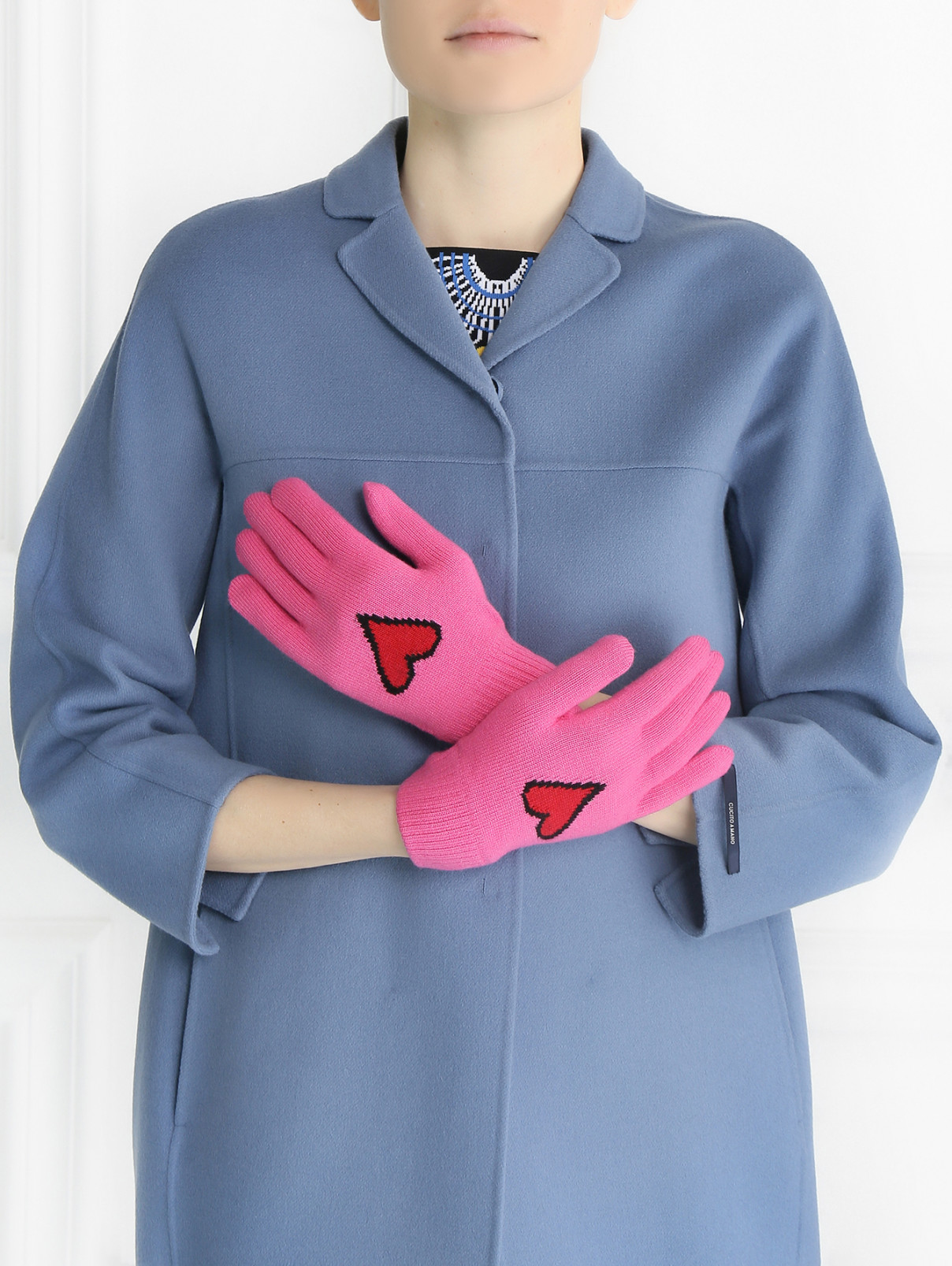 Варежки из шерсти с принтом Moschino Couture  –  Модель Общий вид  – Цвет:  Розовый