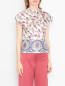 Блуза из шелка с цветочным узором на пуговицах Etro  –  МодельВерхНиз
