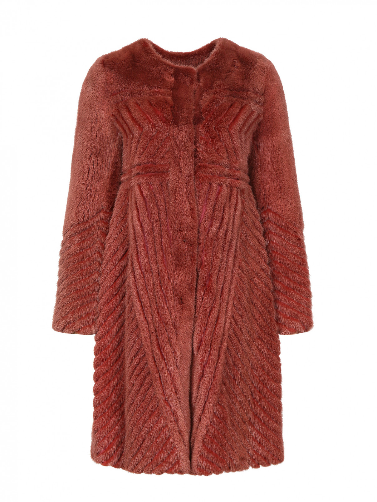 Пальто из меха норки с графическим узором Alberta Ferretti  –  Общий вид  – Цвет:  Розовый