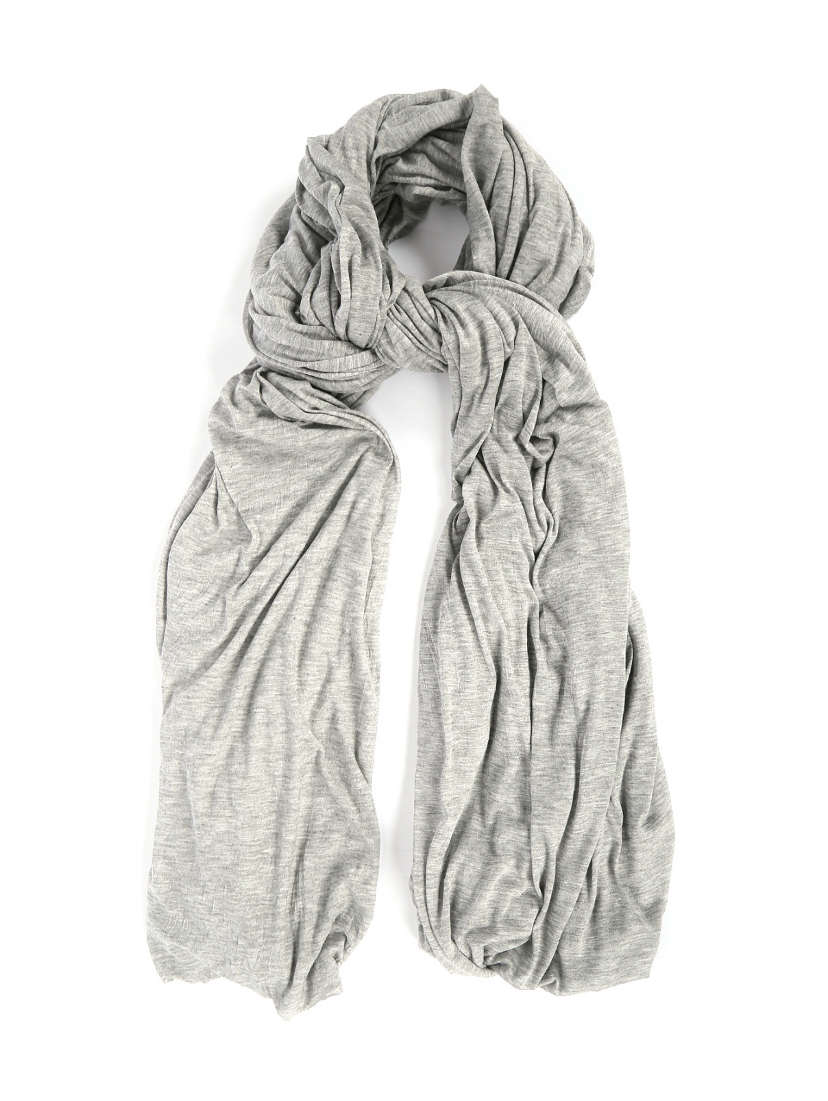 Трикотажный широкий шарф Yigal Azrouel  –  Общий вид  – Цвет:  Серый